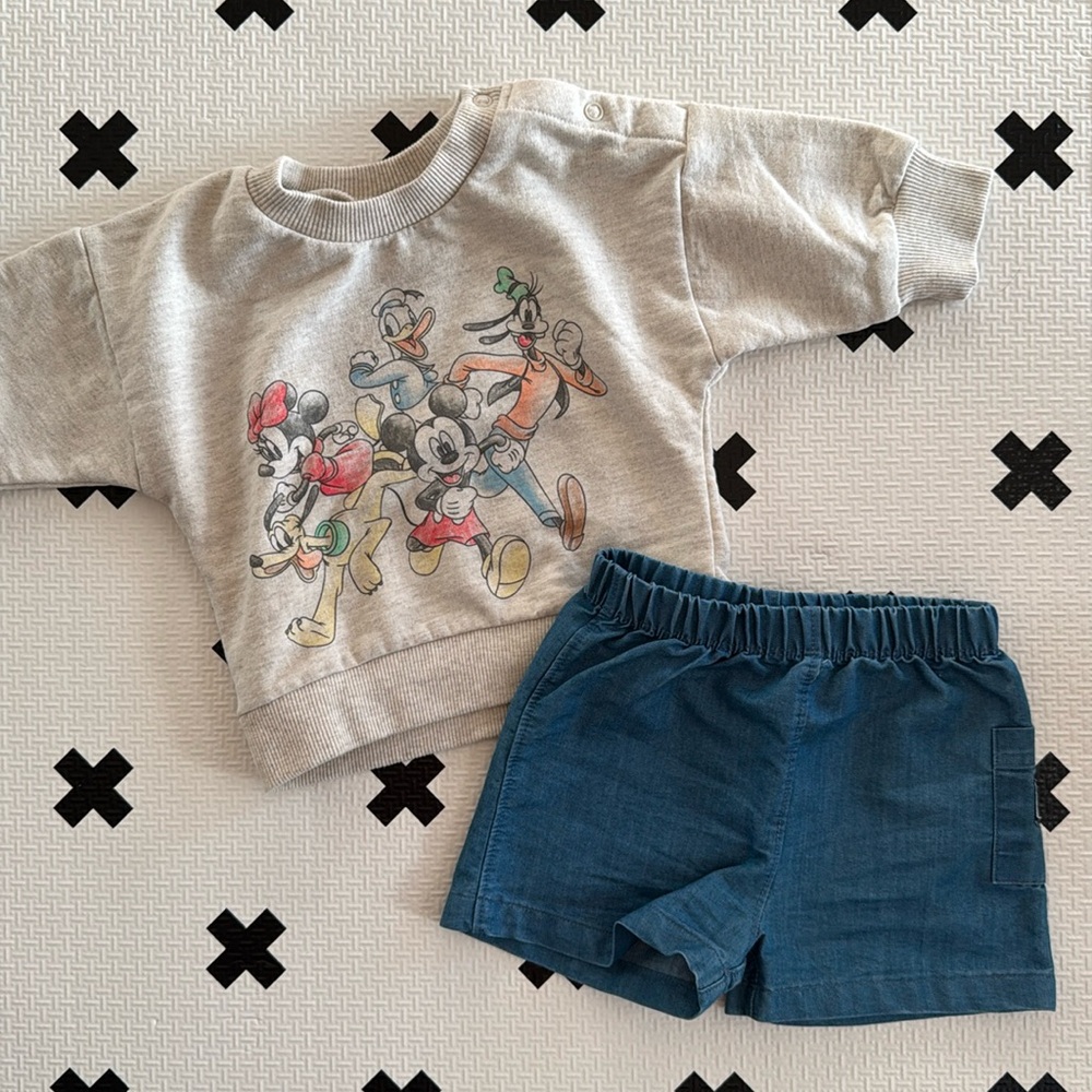 Mickey & Friends 3-6mon sweatshirt and shorts set